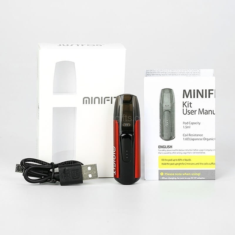 Justfog Minifit Pod Mod Kırmızı Siyah Sigara Seti ve USB Kablosu