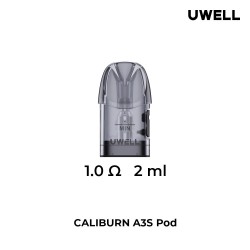 Uwell Caliburn A3S Pod Kartuş 1.0Ω 2ml Gri Şeffaf Yedek Coil