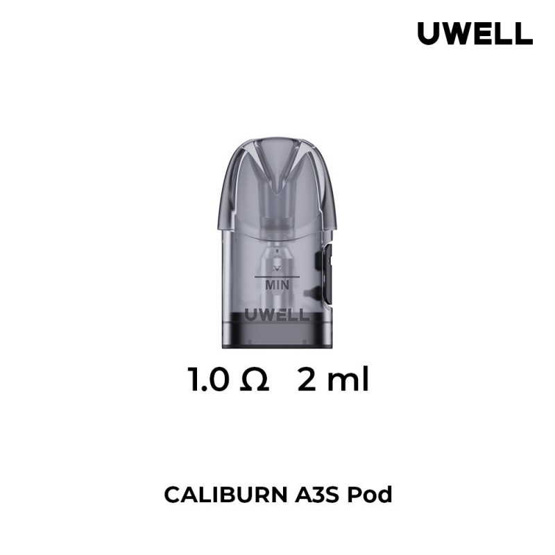 Uwell Caliburn A3S Pod Kartuş 1.0Ω 2ml Gri Şeffaf Yedek Coil